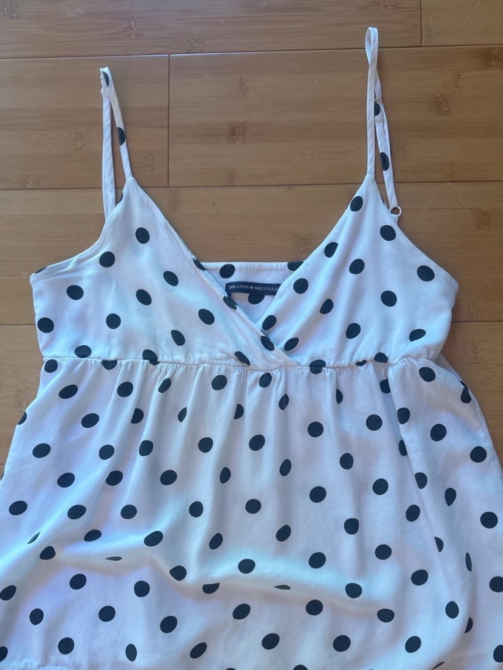 Brandy Melville White Cami with Black Polka Dots